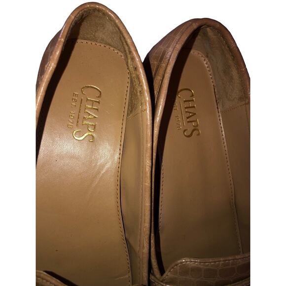Chaps Women's Ginger Tan Loafers: Sz 8B -slip on flat shoes faux alligator skin - Picture 4 of 10